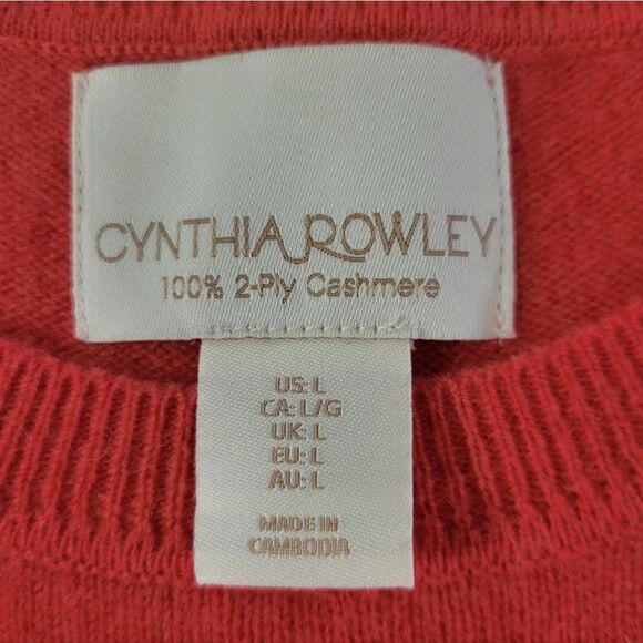 Cynthia Rowley Cashmere Coral Crewneck Long Sleeve Pullover With Stars Sweater - Picture 3 of 15